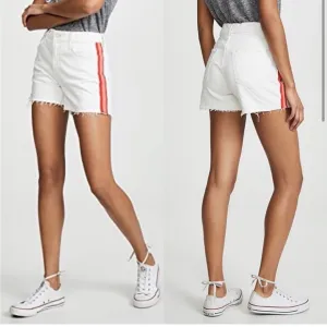 Mother NWOT women’s The Sinner frayed‎ denim shorts whipping cream pink racer 25