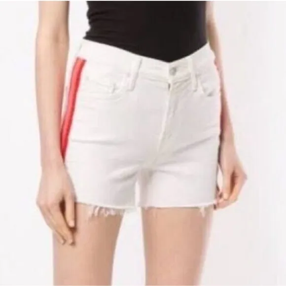 Mother NWOT women’s The Sinner frayed‎ denim shorts whipping cream pink racer 25