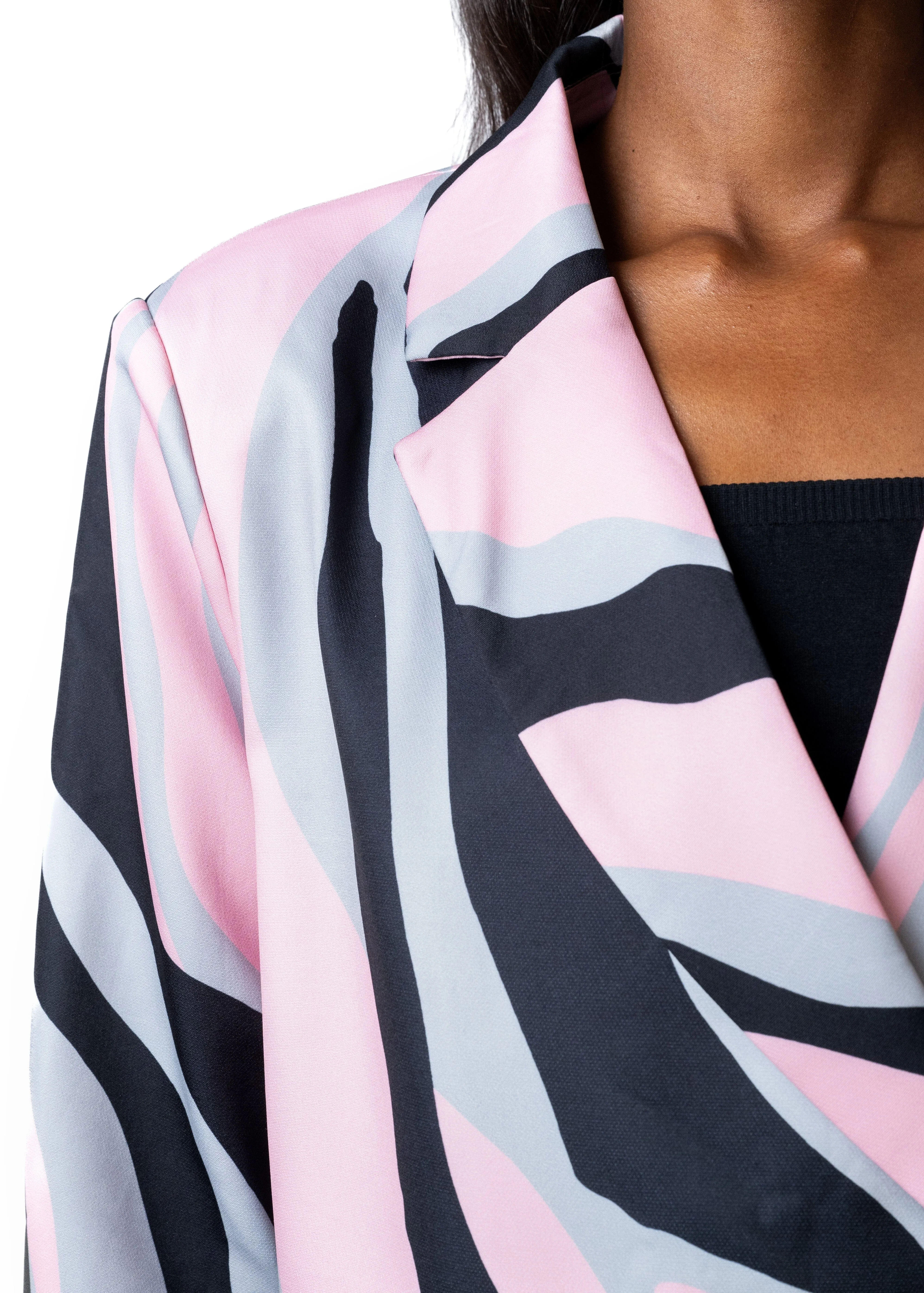 Multicolor Animal Striped Blazer