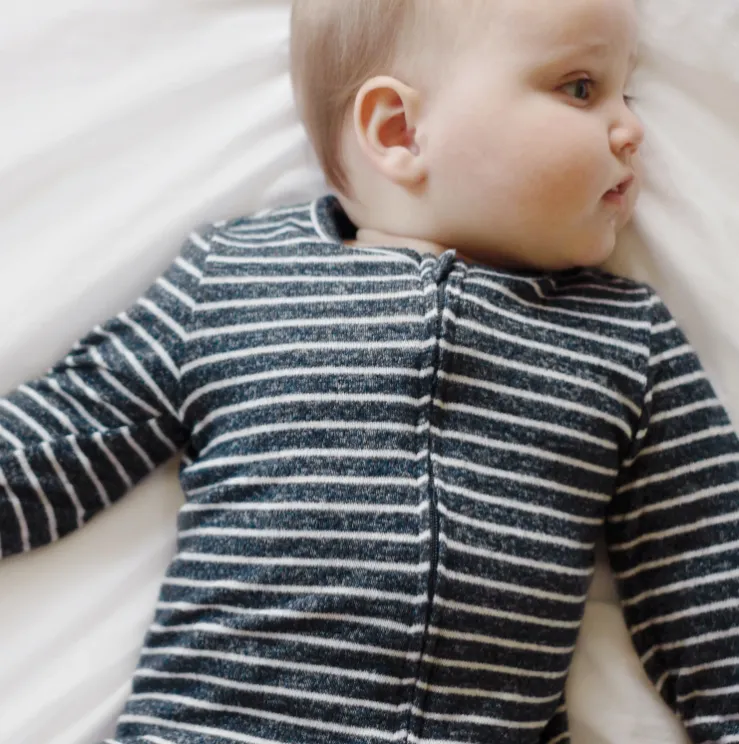 Navy Stripes Zip Footie