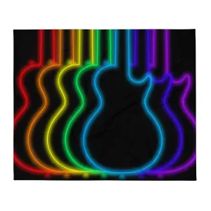 Neon Guitars Rainbow Throw Blanket