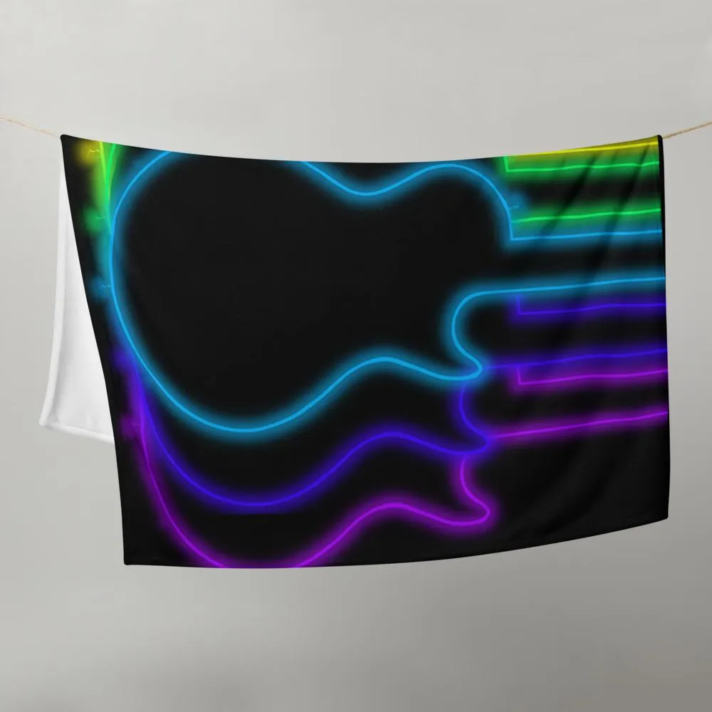 Neon Guitars Rainbow Throw Blanket