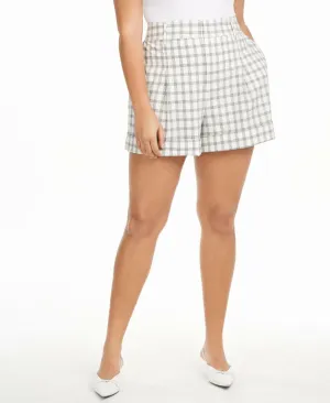 NWT Danielle Bernstein Plus Size Pleated Cuffed Plaid Dress Shorts. 719P066W 16W