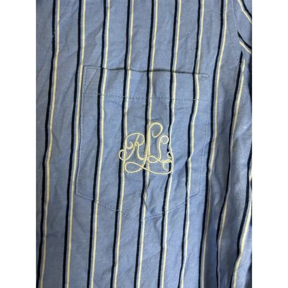 NWT Lauren Ralph Lauren S Blue White Stripe Cotton Pullover Night Gown Sleep Shi