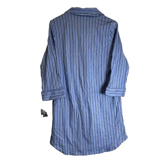 NWT Lauren Ralph Lauren S Blue White Stripe Cotton Pullover Night Gown Sleep Shi