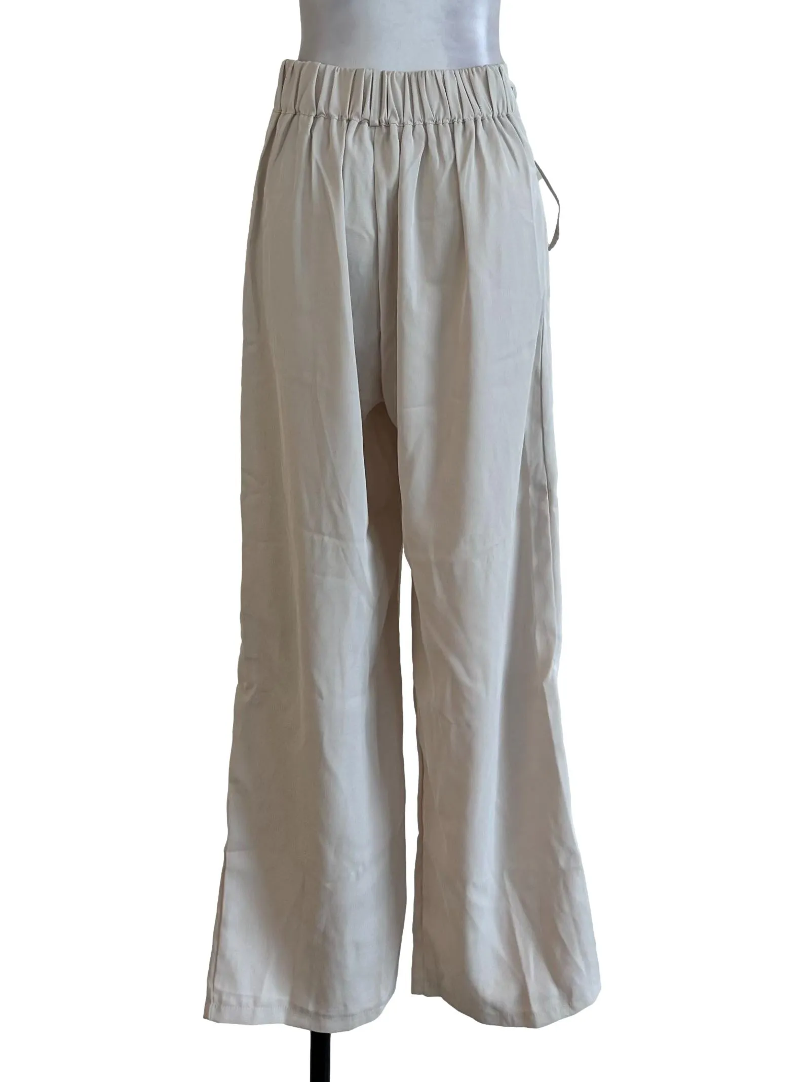 Oat Beige Plain Long Pants