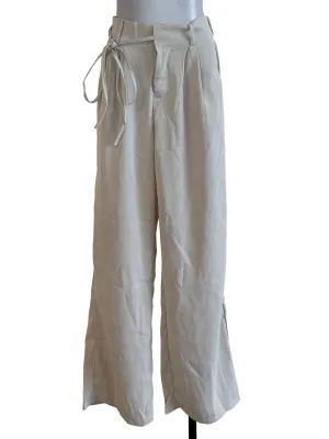 Oat Beige Plain Long Pants