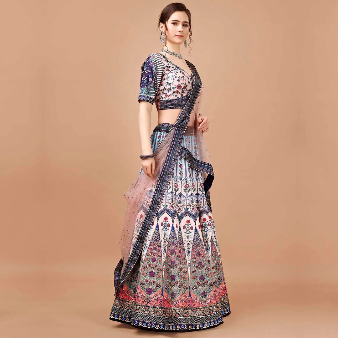 Off-white and Flashy Colours Lehenga Set