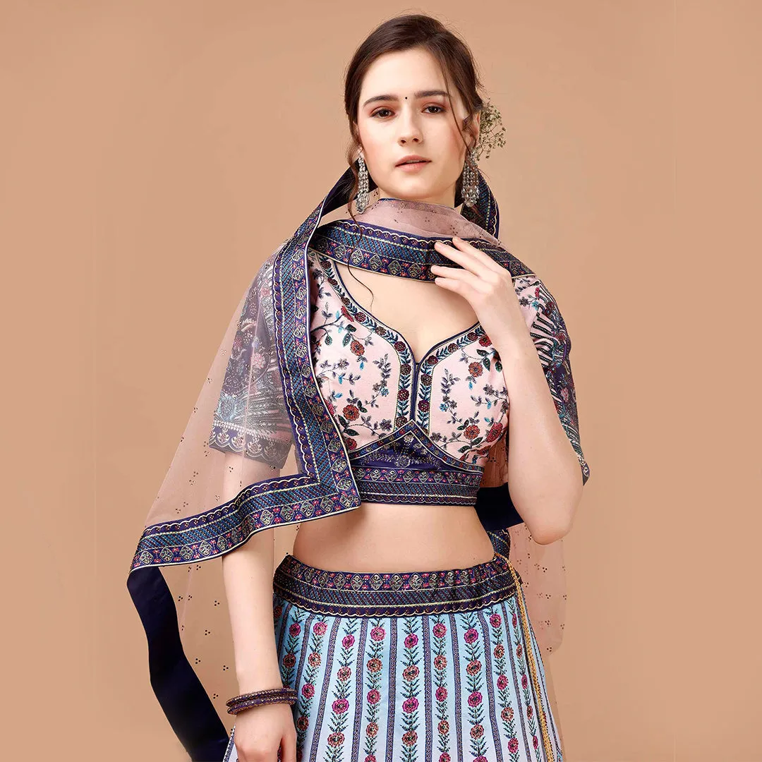 Off-white and Flashy Colours Lehenga Set