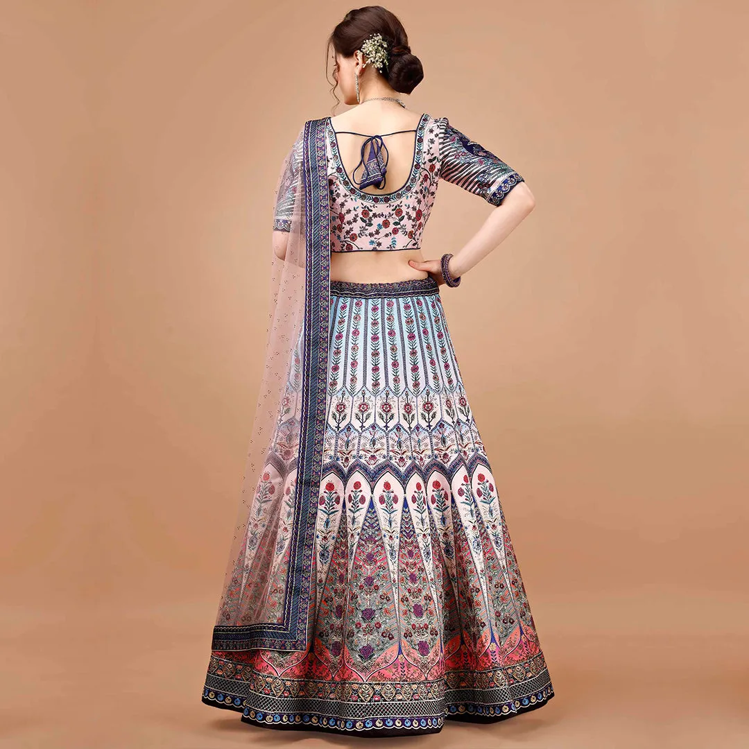 Off-white and Flashy Colours Lehenga Set