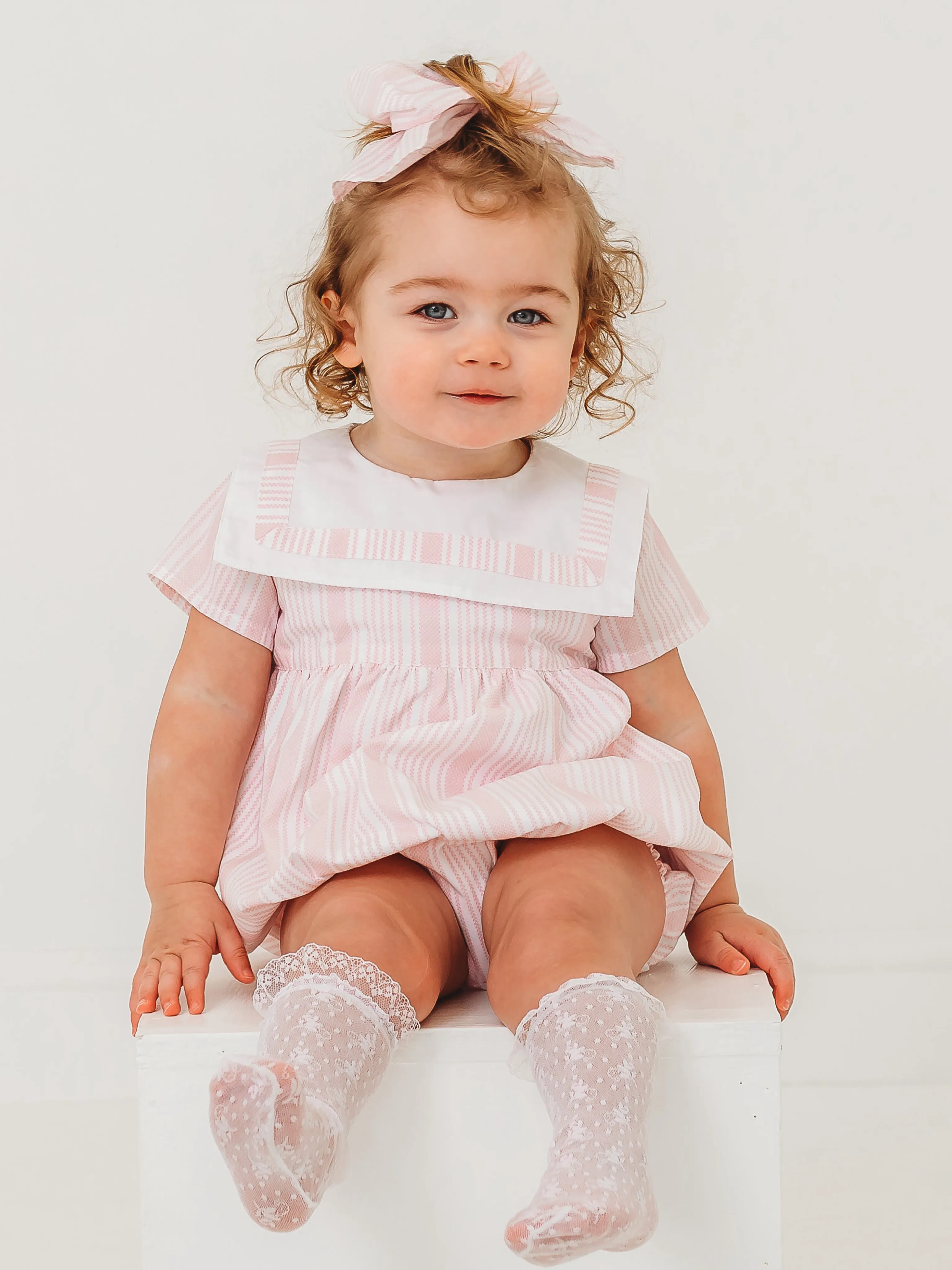 'Olivia' striped sailor collar romper