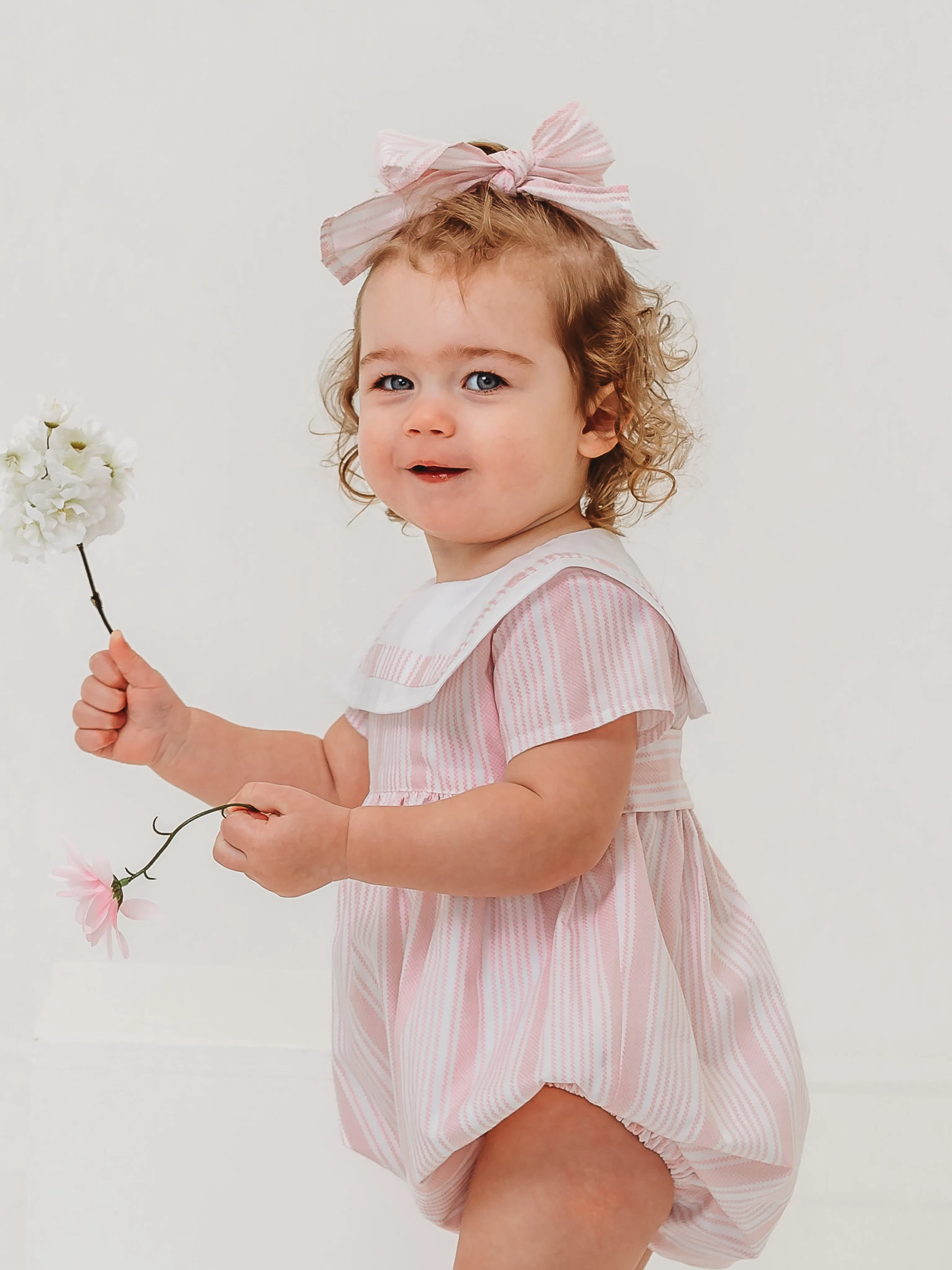 'Olivia' striped sailor collar romper