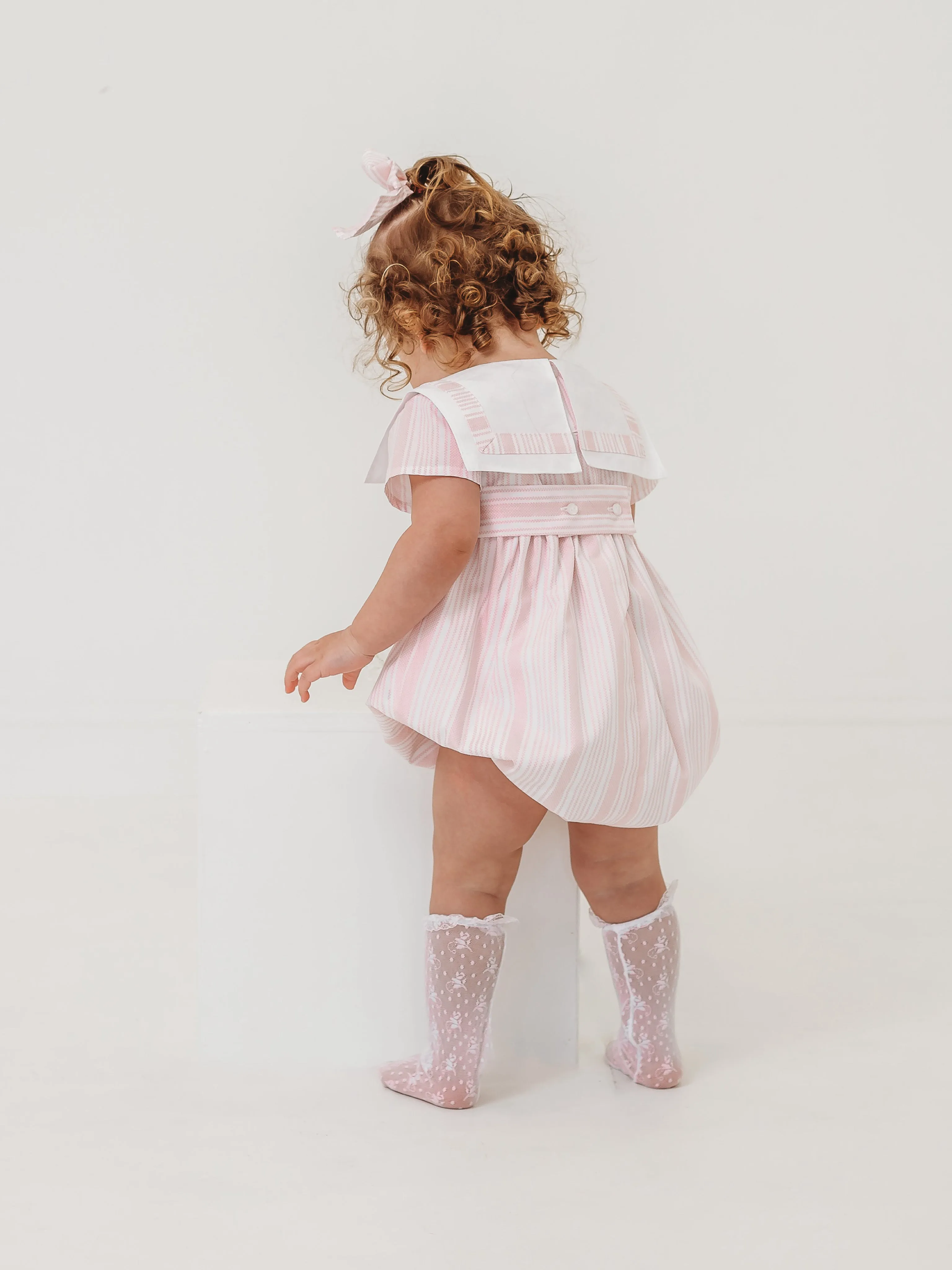 'Olivia' striped sailor collar romper