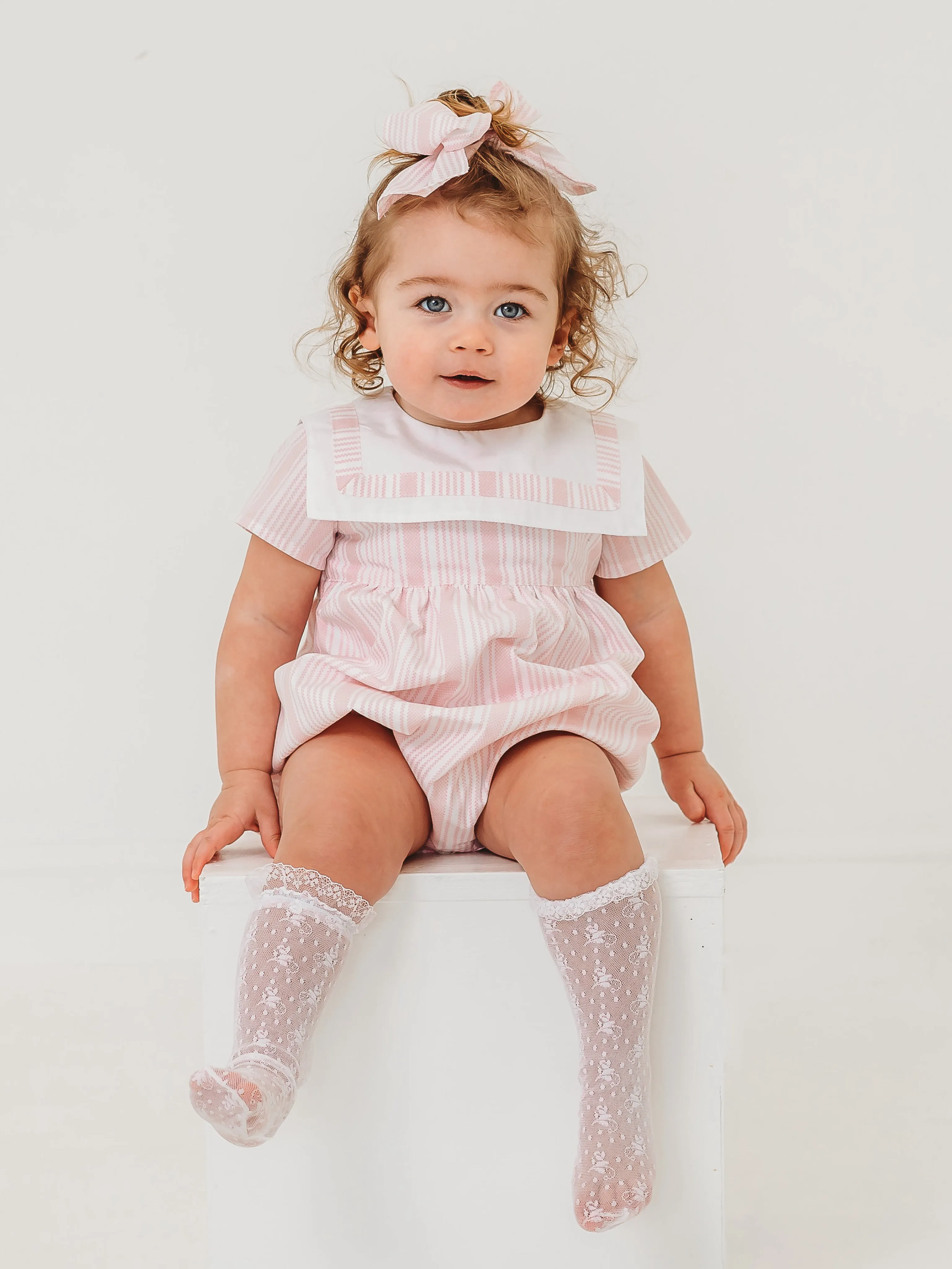 'Olivia' striped sailor collar romper