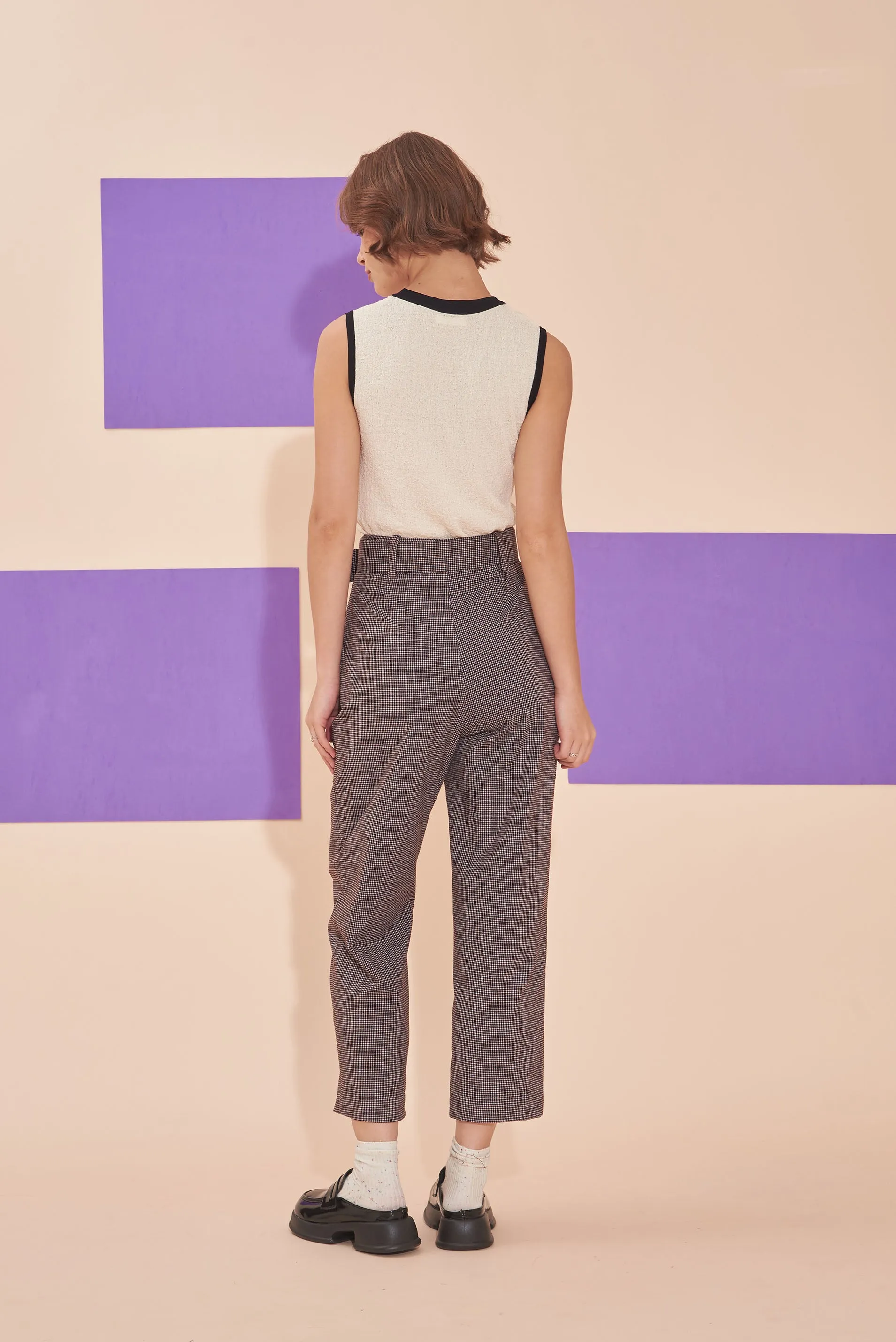 ON A HIGH NOTE | Checkered 60s Tailored High Waisted Straight Leg Pants