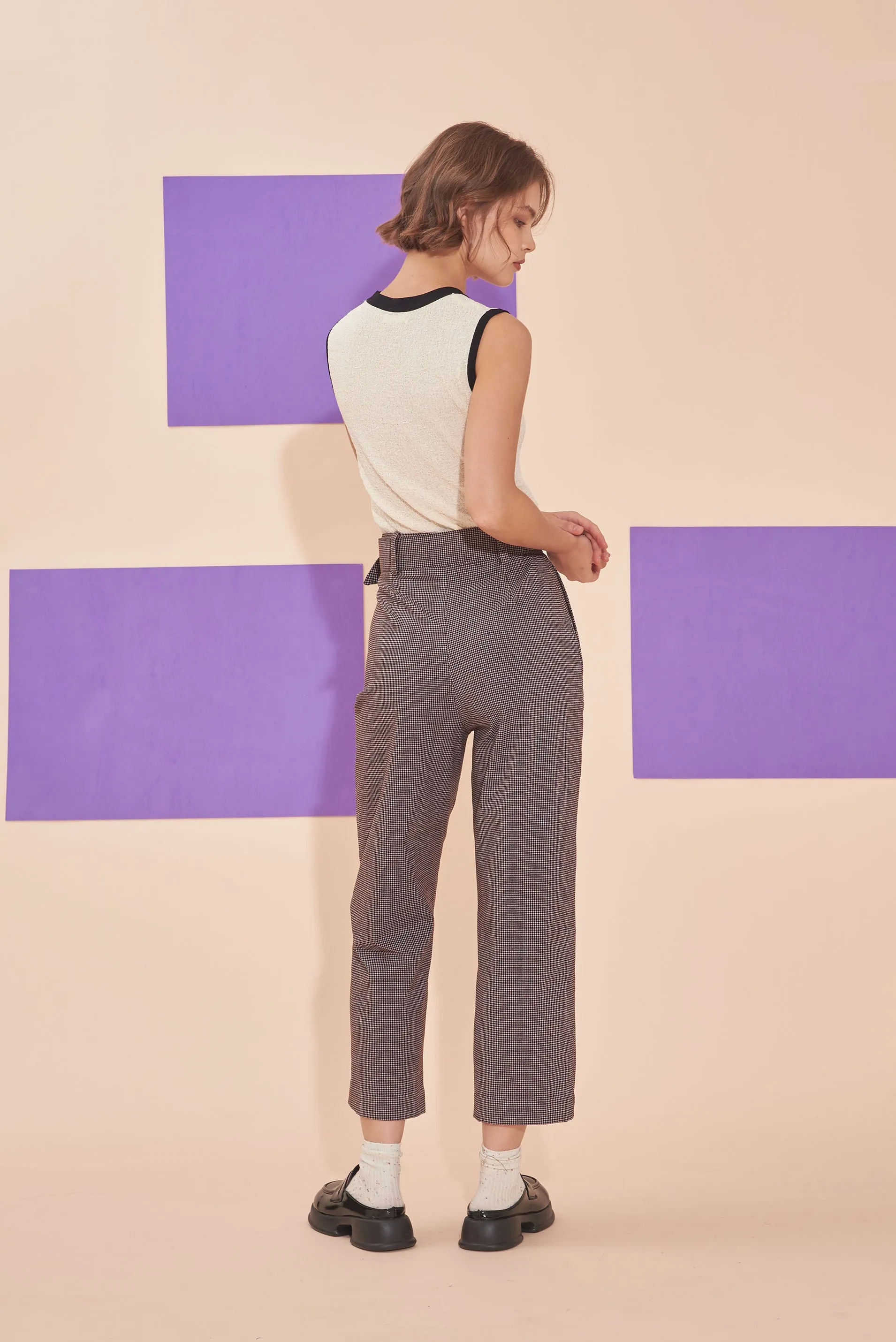 ON A HIGH NOTE | Checkered 60s Tailored High Waisted Straight Leg Pants