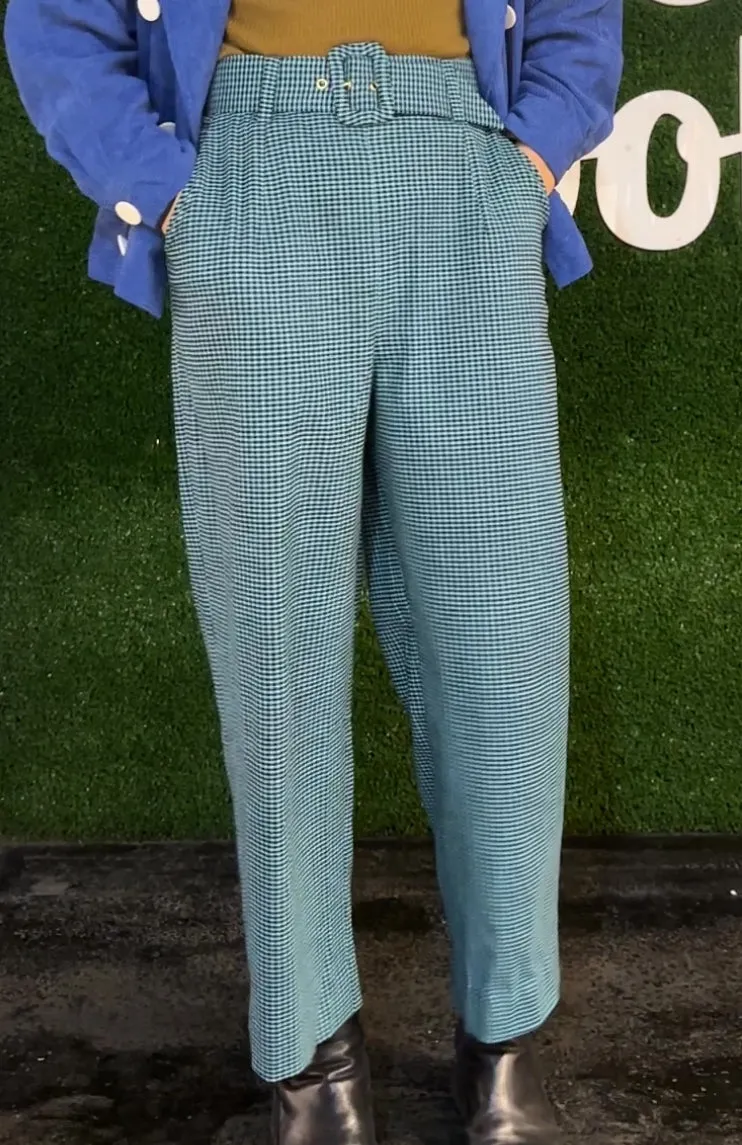 ON A HIGH NOTE | Checkered 60s Tailored High Waisted Straight Leg Pants