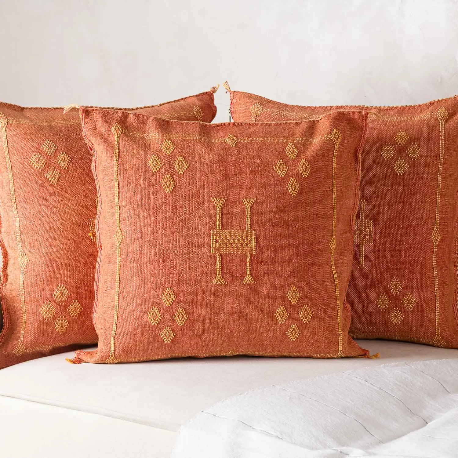 Orange  Cactus silk pillow cover