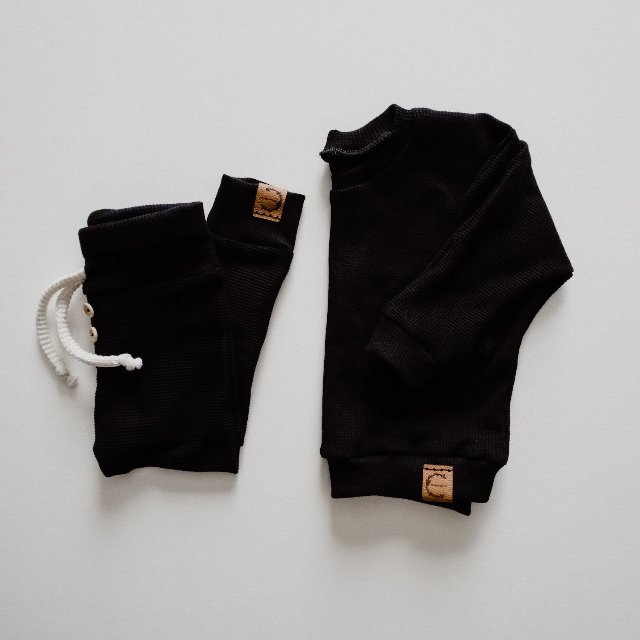 Organic Waffle Knit Jogger - Black