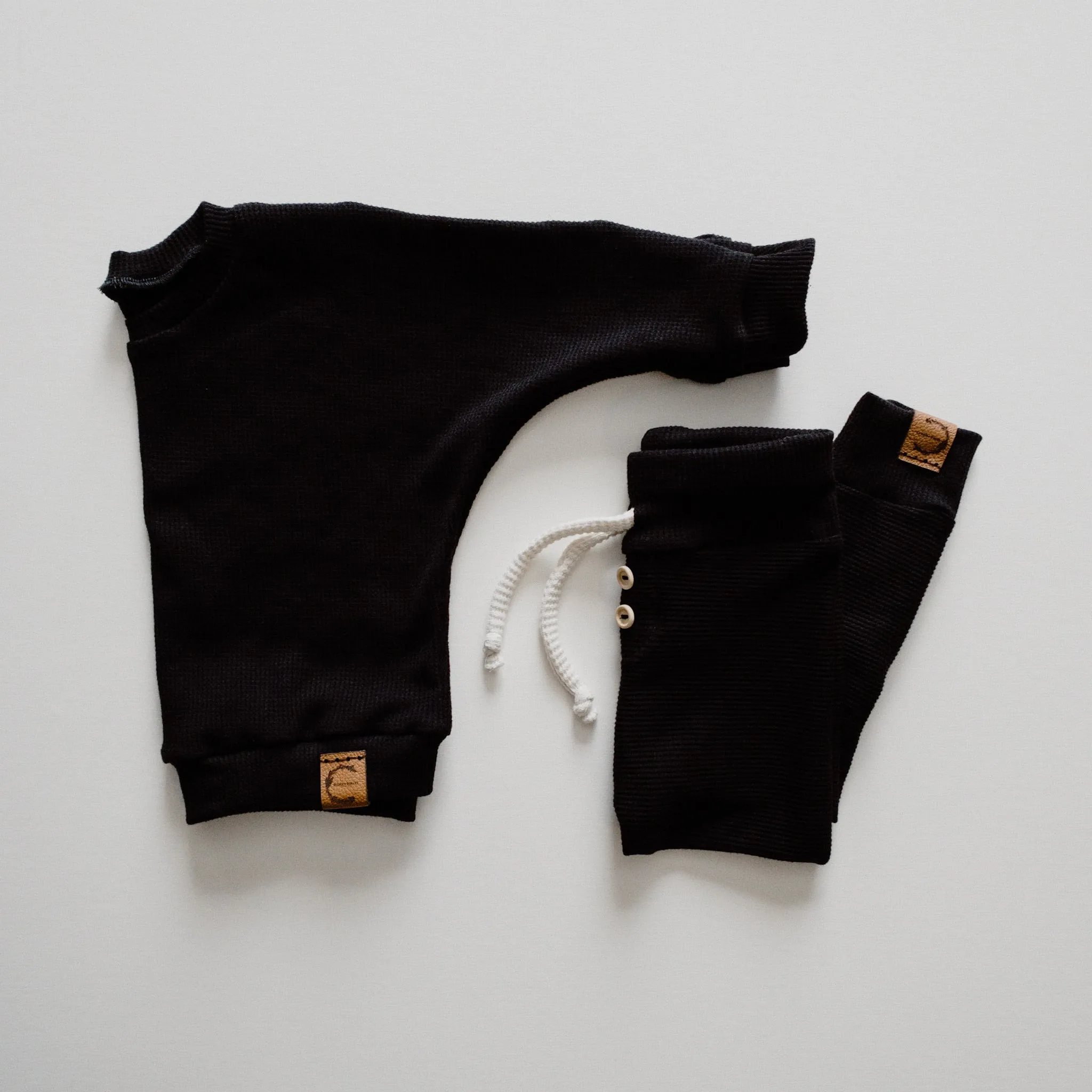 Organic Waffle Knit Jogger - Black