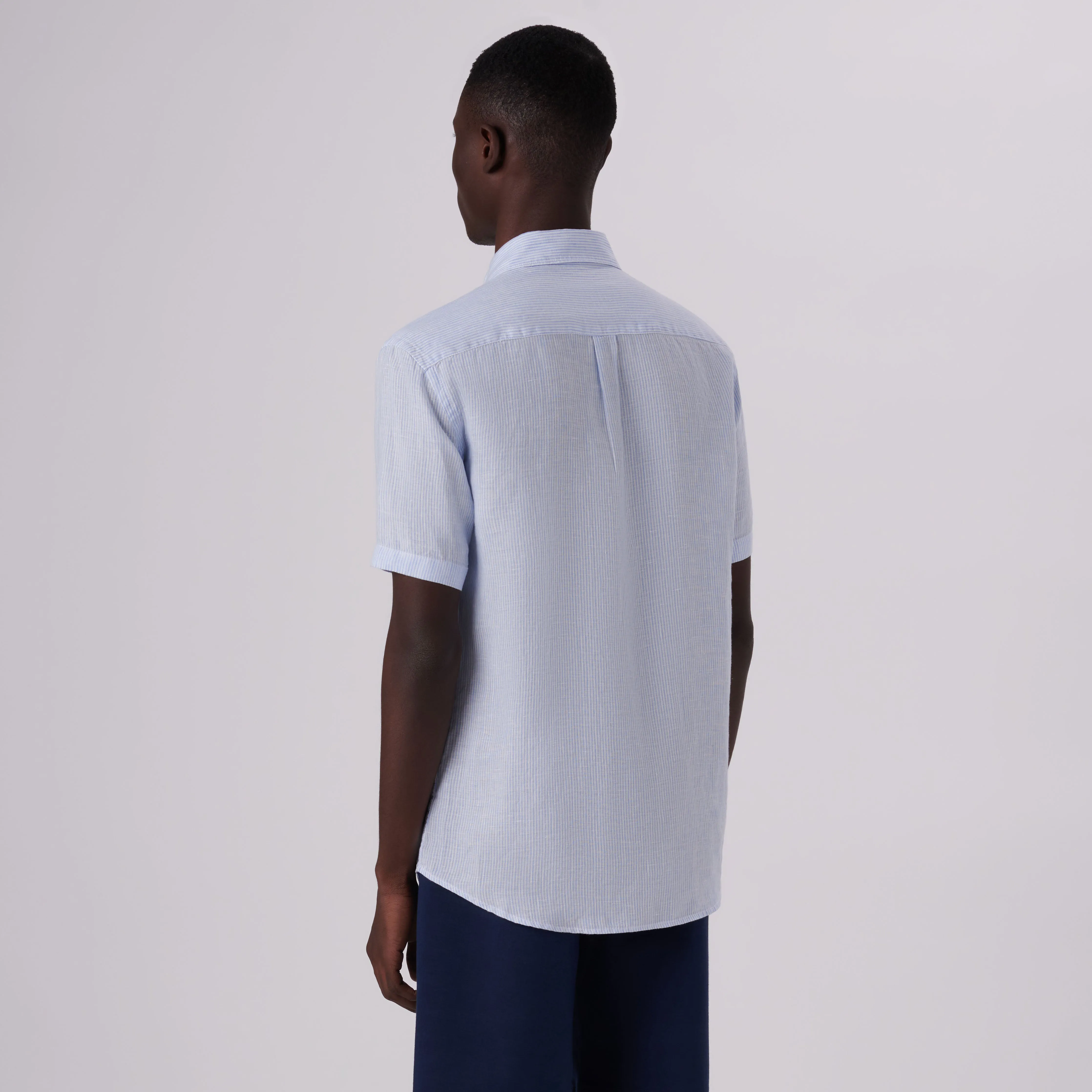 Orson Pin Striped Short Sleeve Linen Shirt