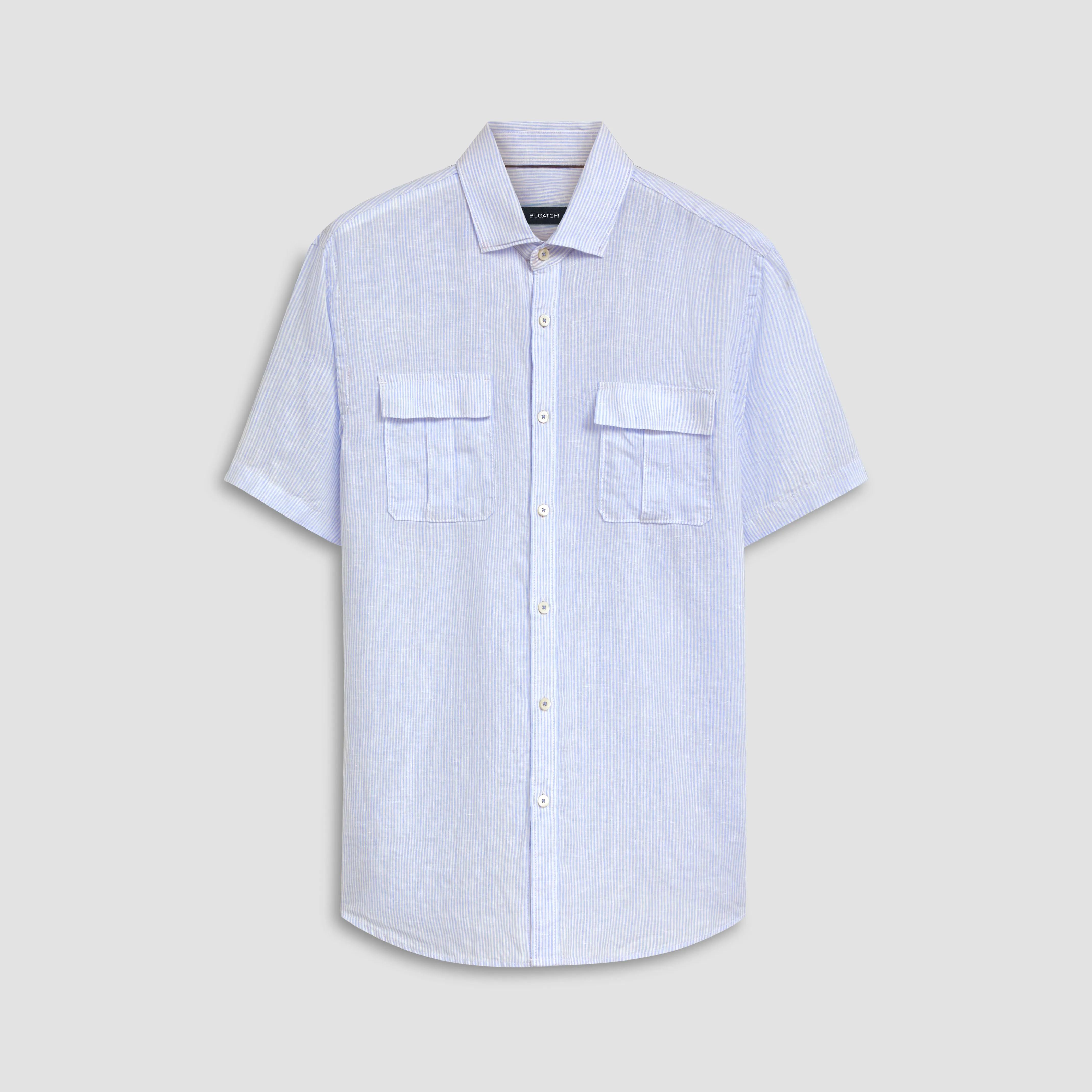 Orson Pin Striped Short Sleeve Linen Shirt