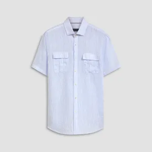 Orson Pin Striped Short Sleeve Linen Shirt