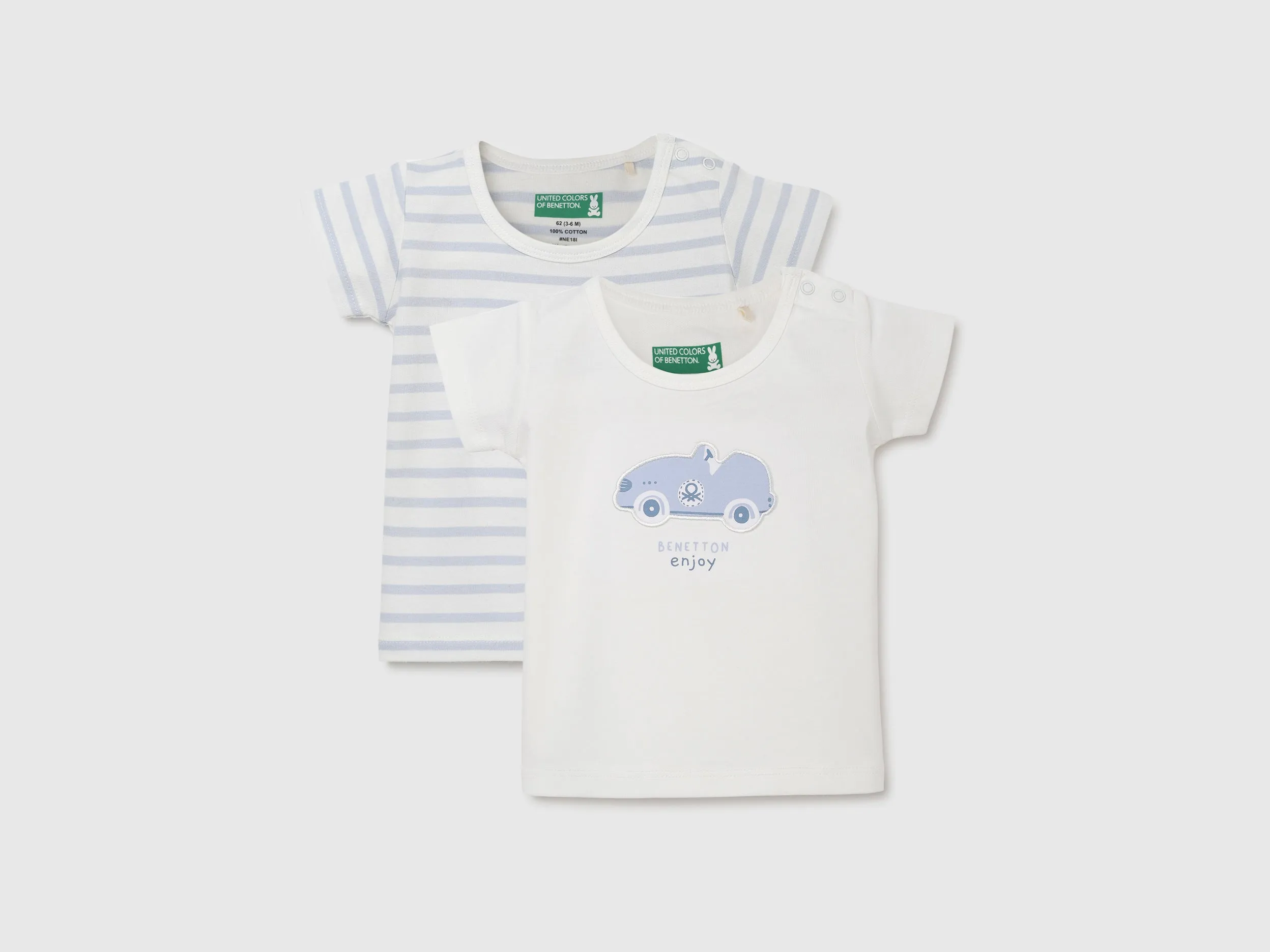 Pack of 2 Regular Fit Round Neck Striped and Printed Baby T-Shirts