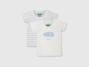 Pack of 2 Regular Fit Round Neck Striped and Printed Baby T-Shirts