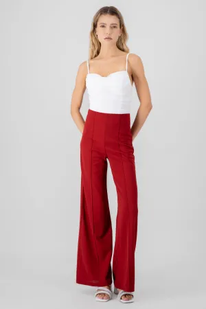 Pantalón Wide Leg Cintura Alta Costuras