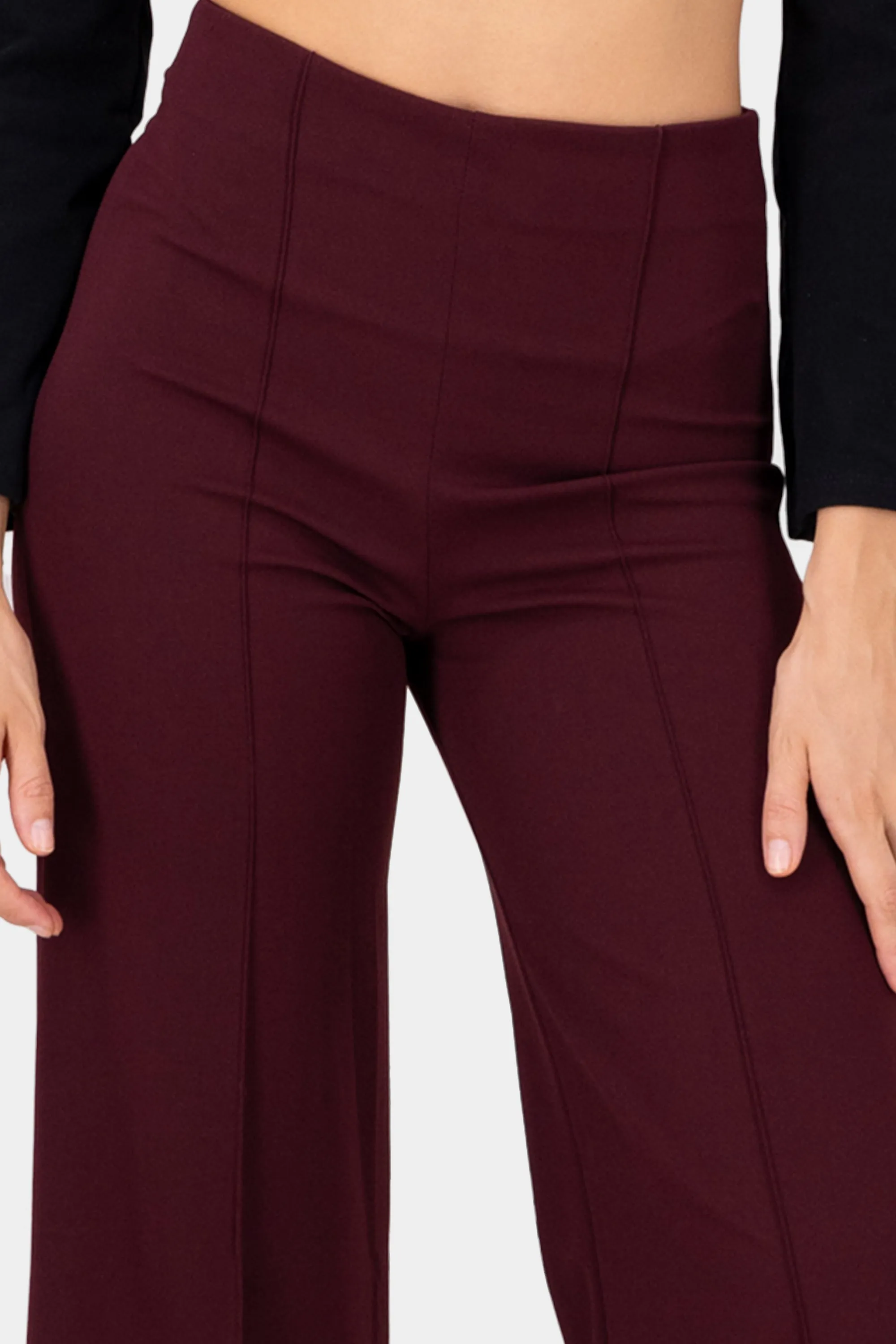 Pantalón Wide Leg Cintura Alta Costuras