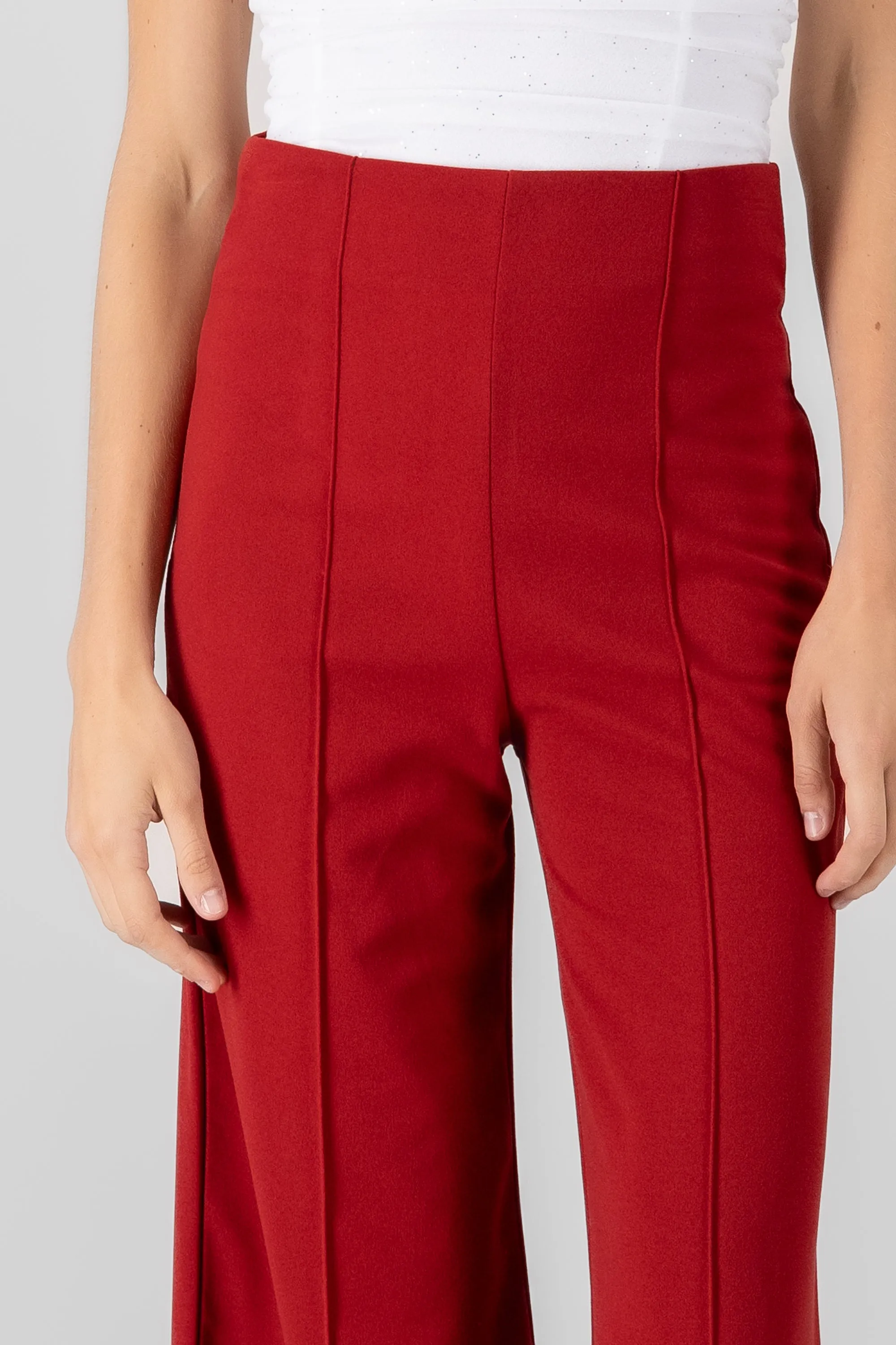 Pantalón Wide Leg Cintura Alta Costuras
