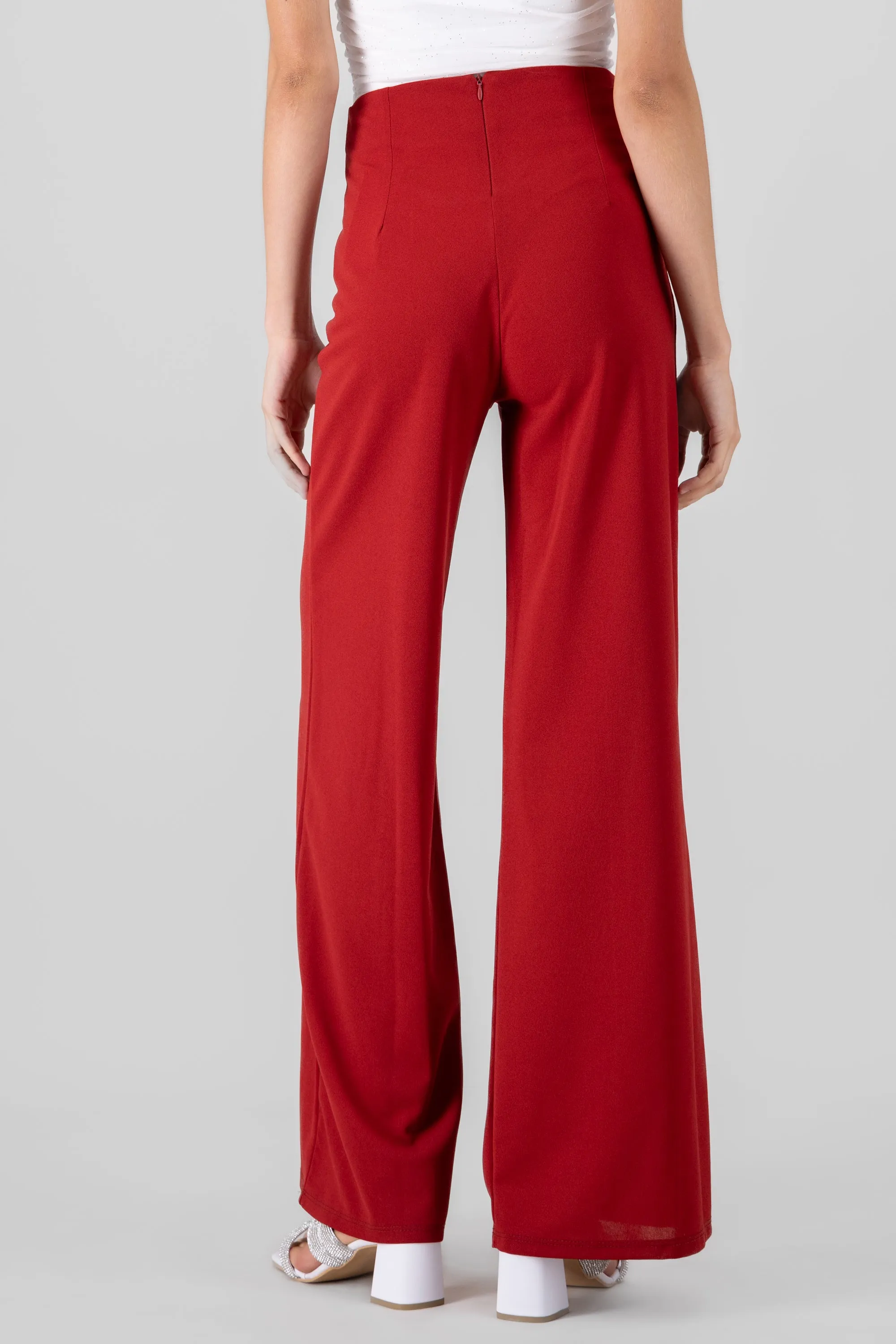 Pantalón Wide Leg Cintura Alta Costuras