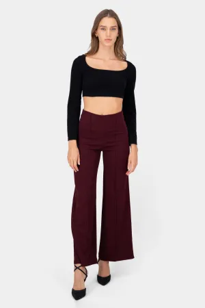 Pantalón Wide Leg Cintura Alta Costuras