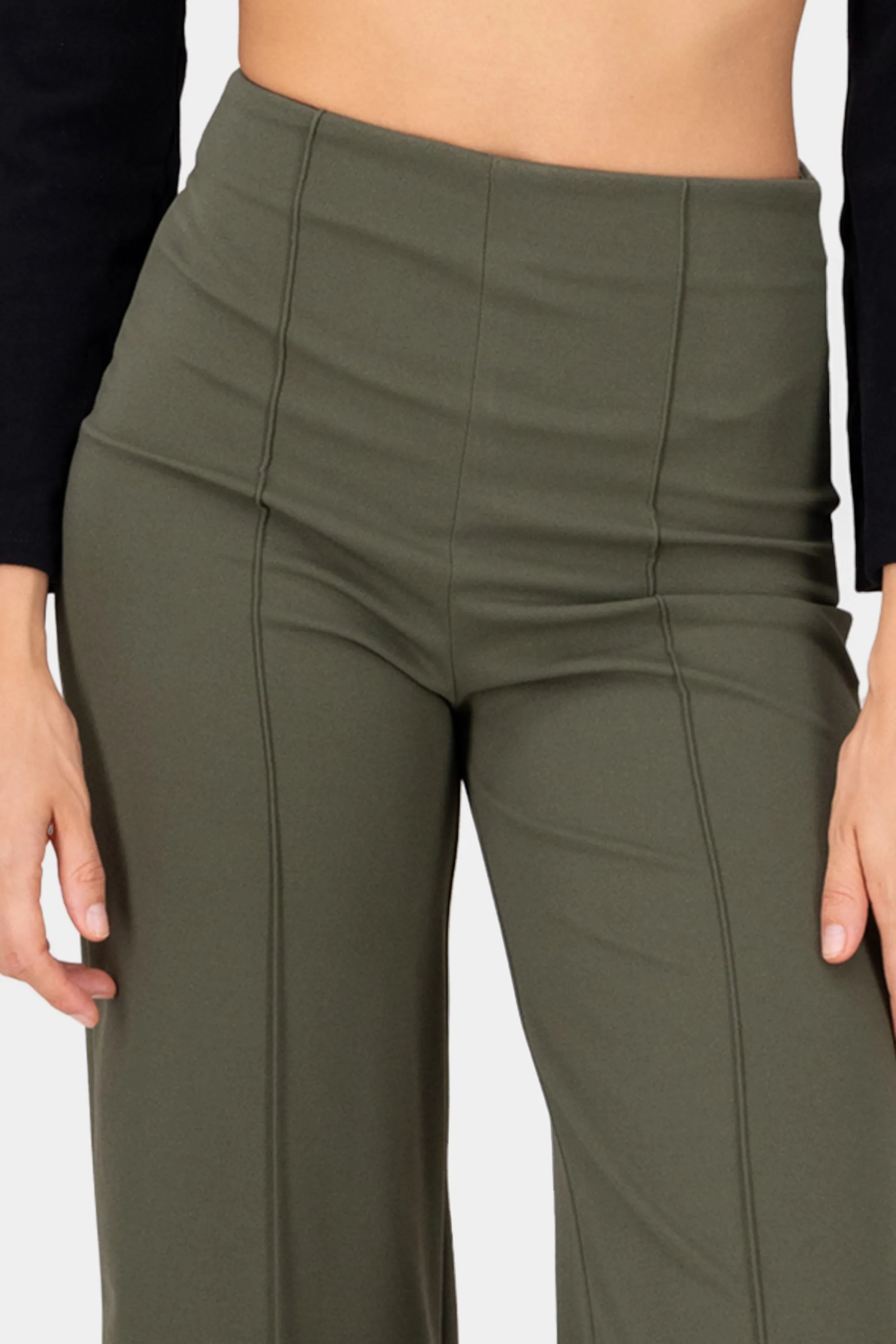 Pantalón Wide Leg Cintura Alta Costuras