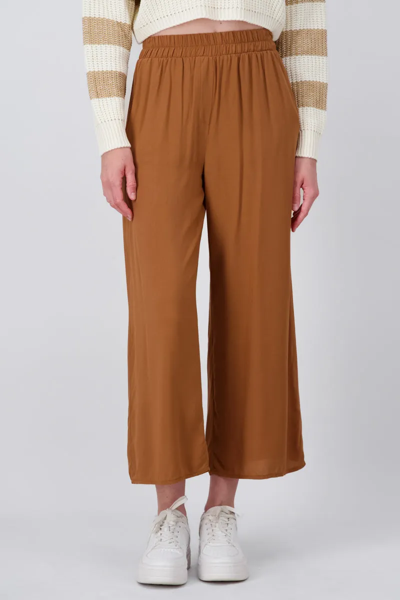 Pantalón Wide Leg Cintura Alta Fruncida