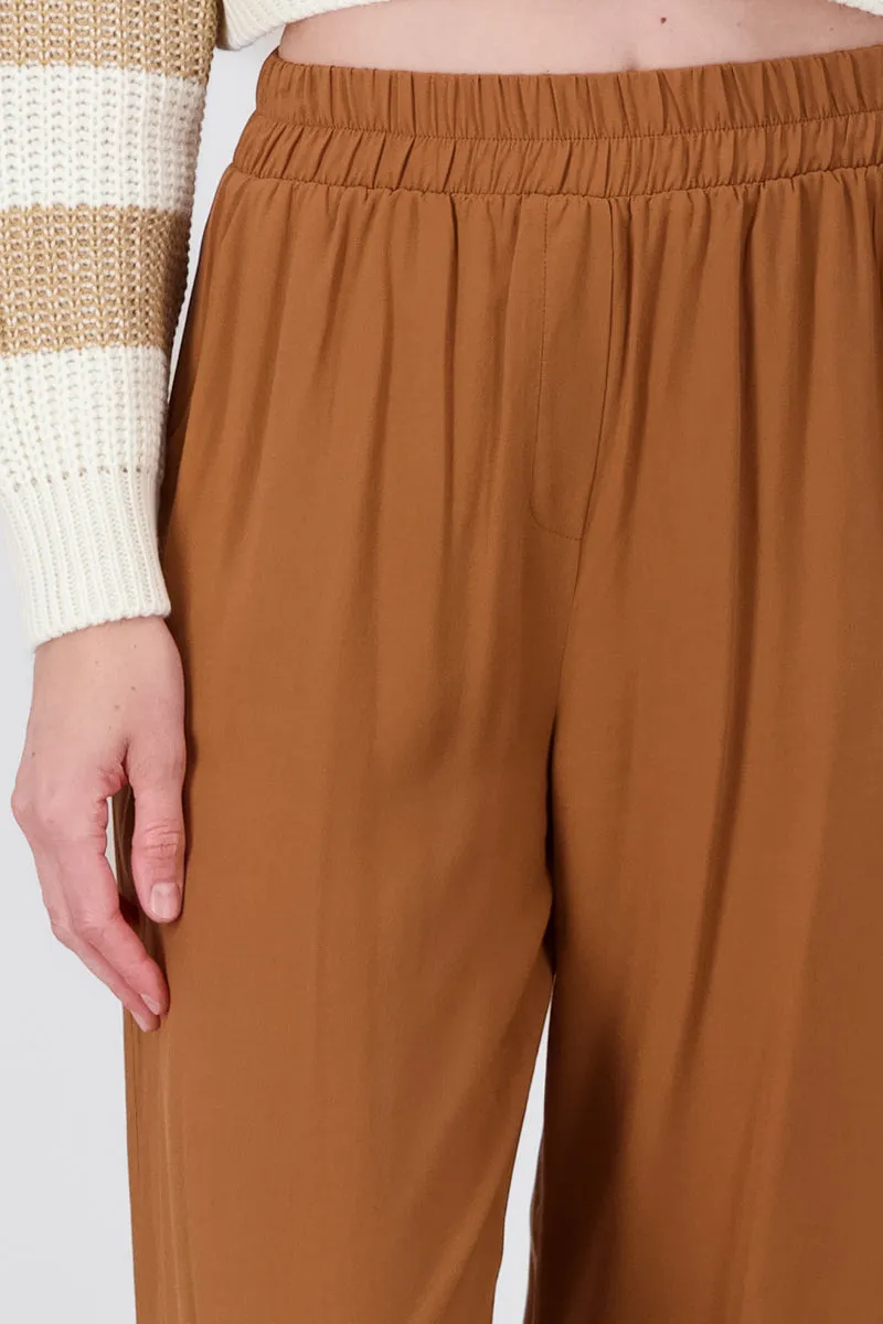 Pantalón Wide Leg Cintura Alta Fruncida
