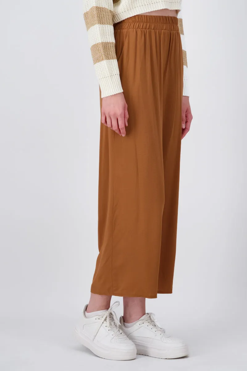Pantalón Wide Leg Cintura Alta Fruncida