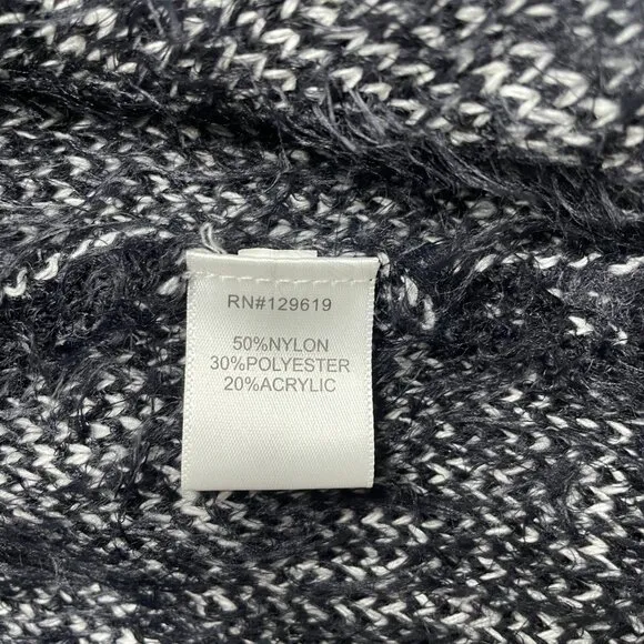 PAPILLON CARDIGAN SWEATER SIZE M BLACK WHITE CHECK PLAID LONG WARM COZY POCKETS