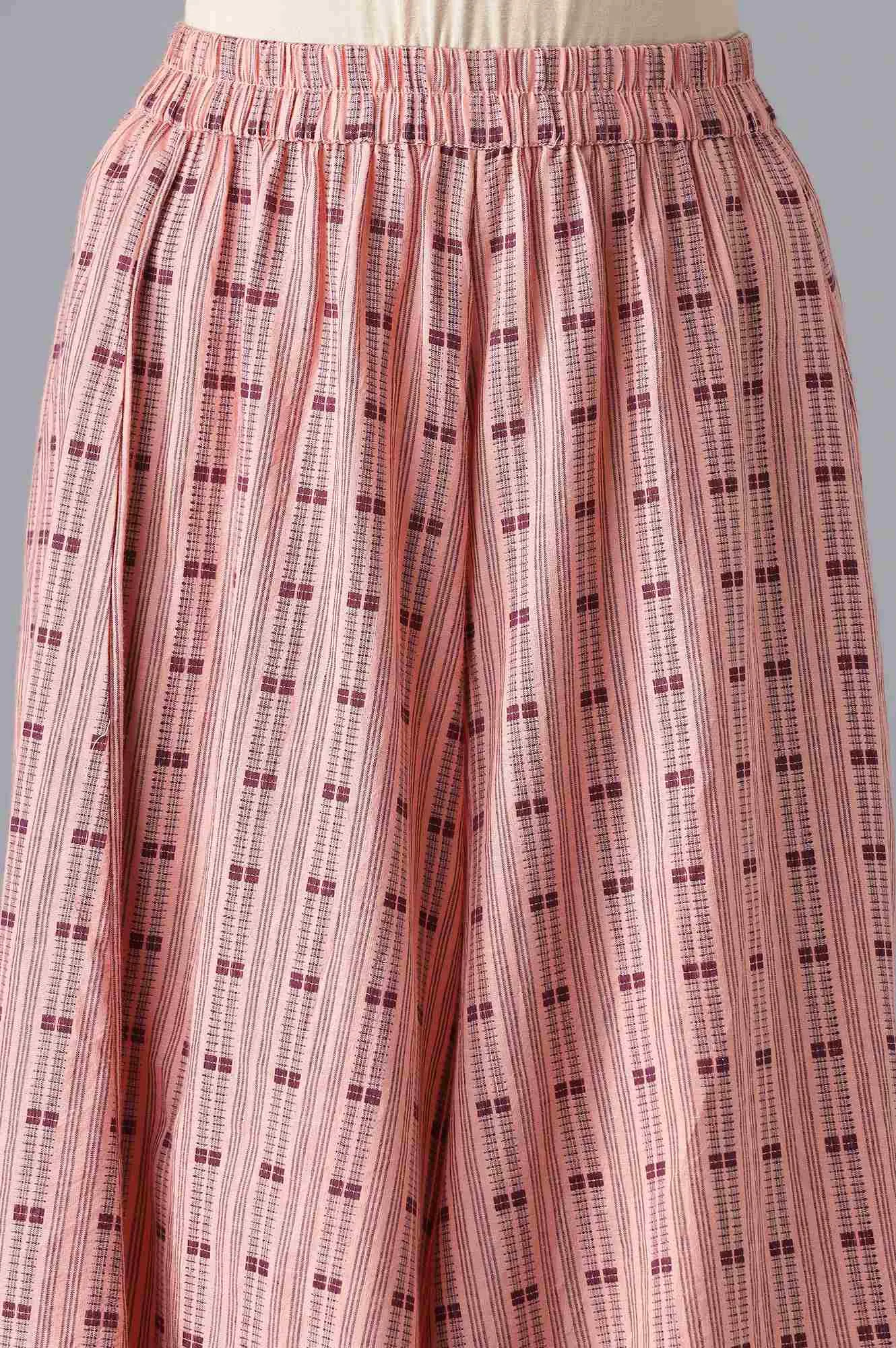 Peach kurta with Culottes Set