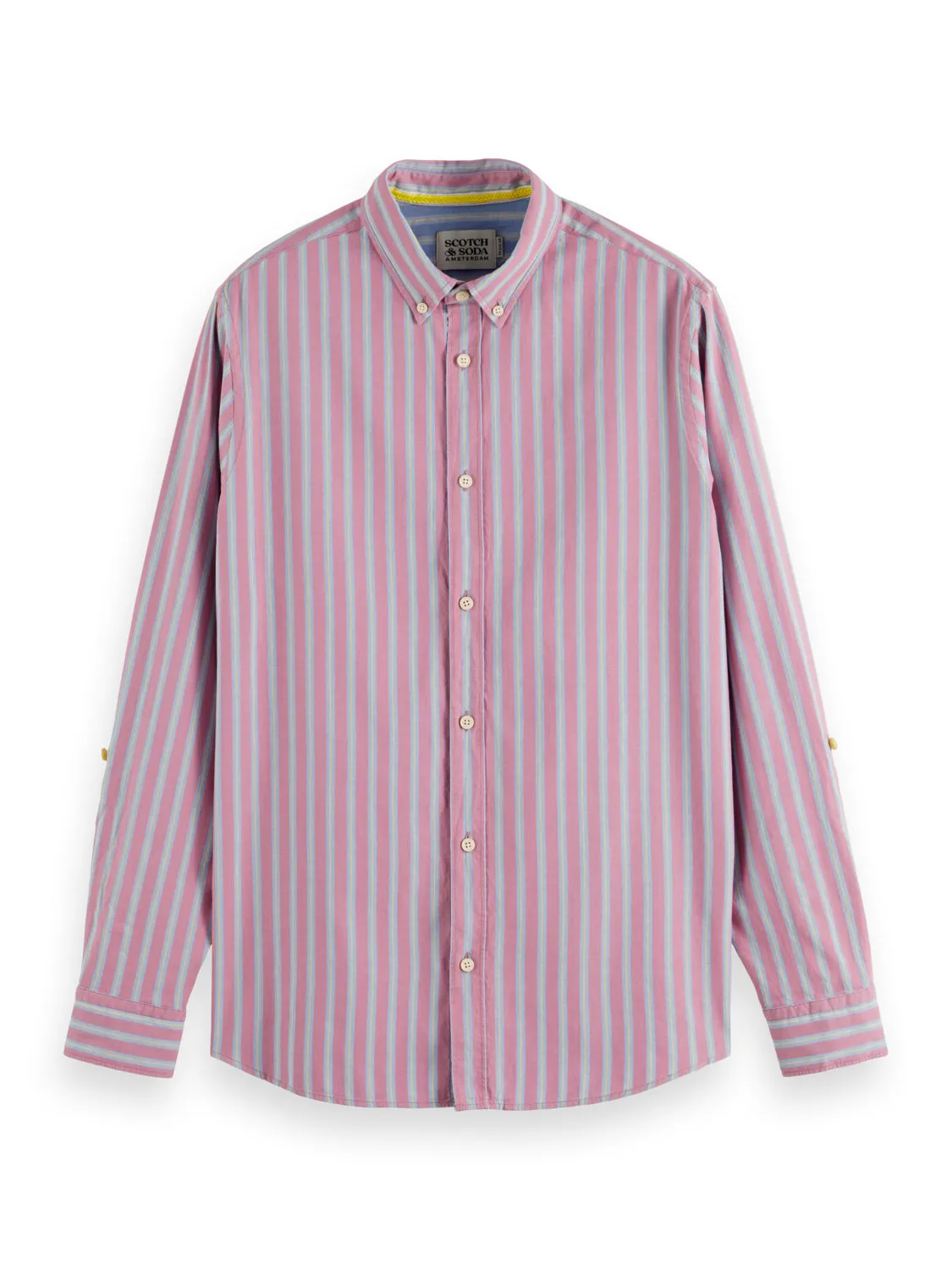 Pink Yarn Dyed Dobby Stripe