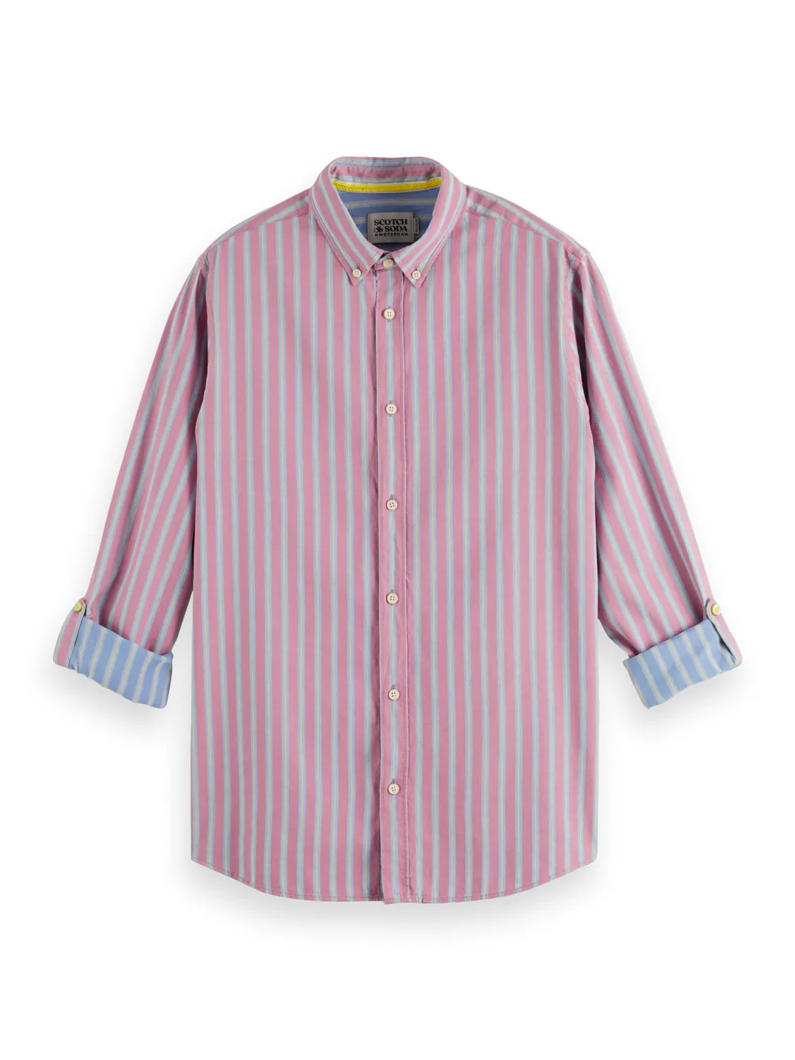 Pink Yarn Dyed Dobby Stripe