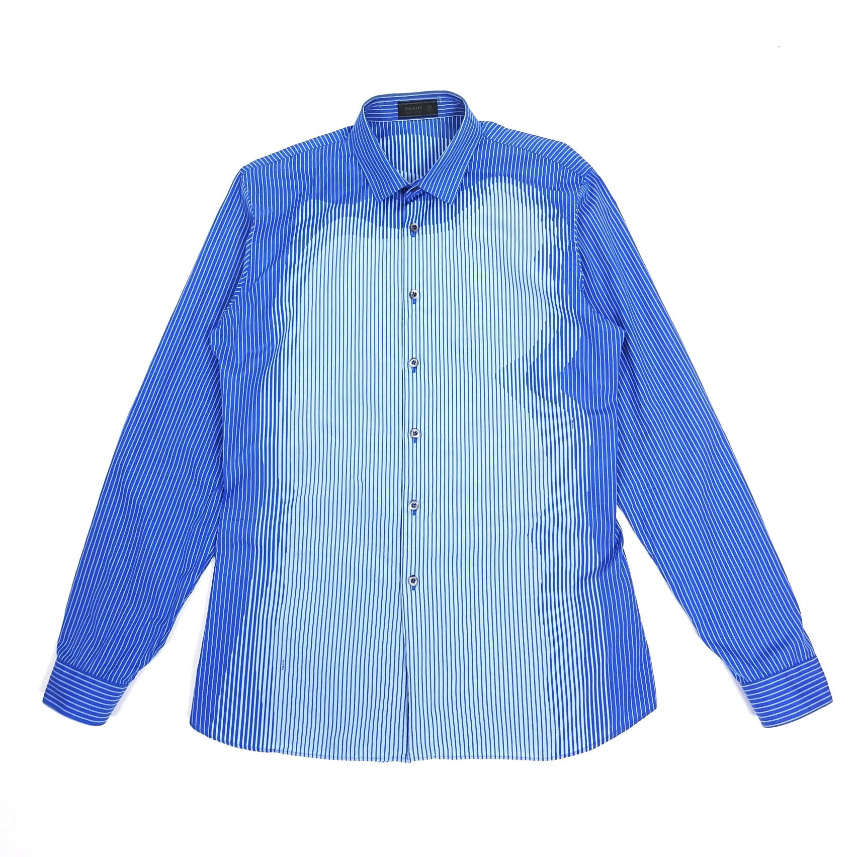 Prada Blue Striped Shirt Size 43 || 17