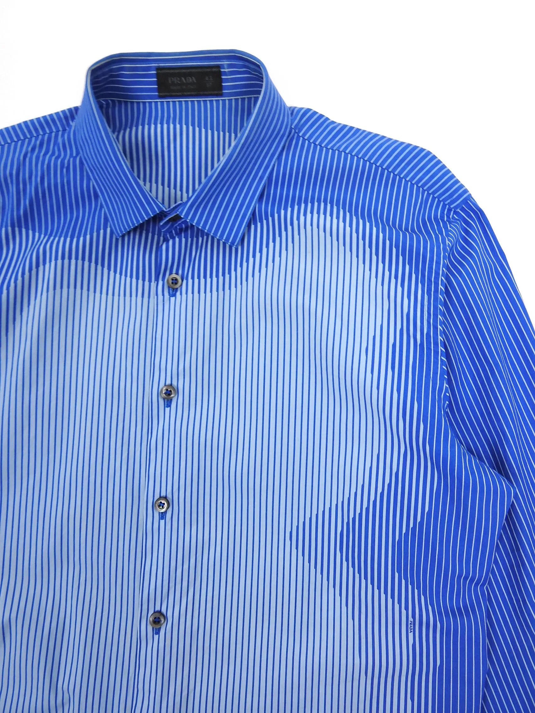 Prada Blue Striped Shirt Size 43 || 17