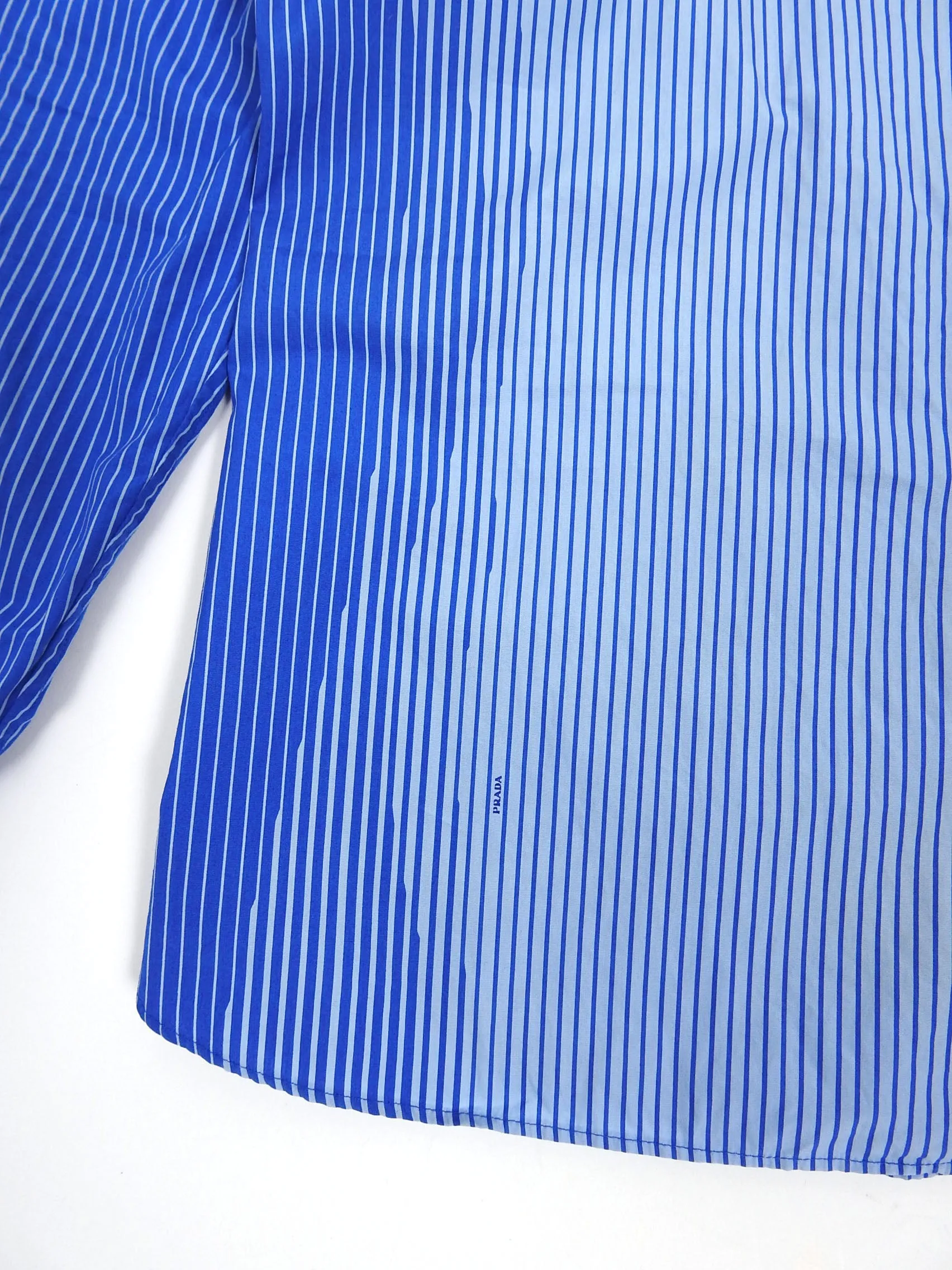 Prada Blue Striped Shirt Size 43 || 17
