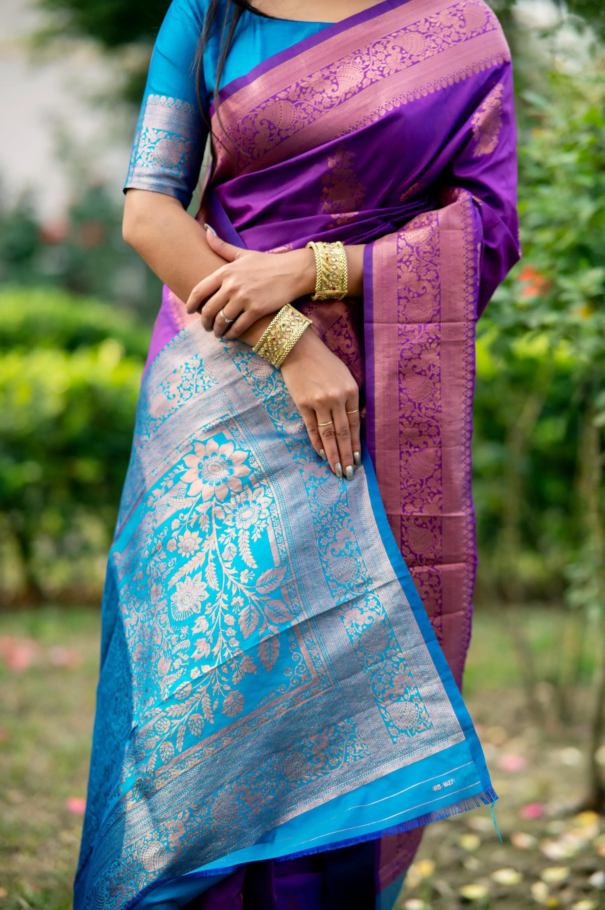 Purple Soft Banarasi Katan Silk Saree