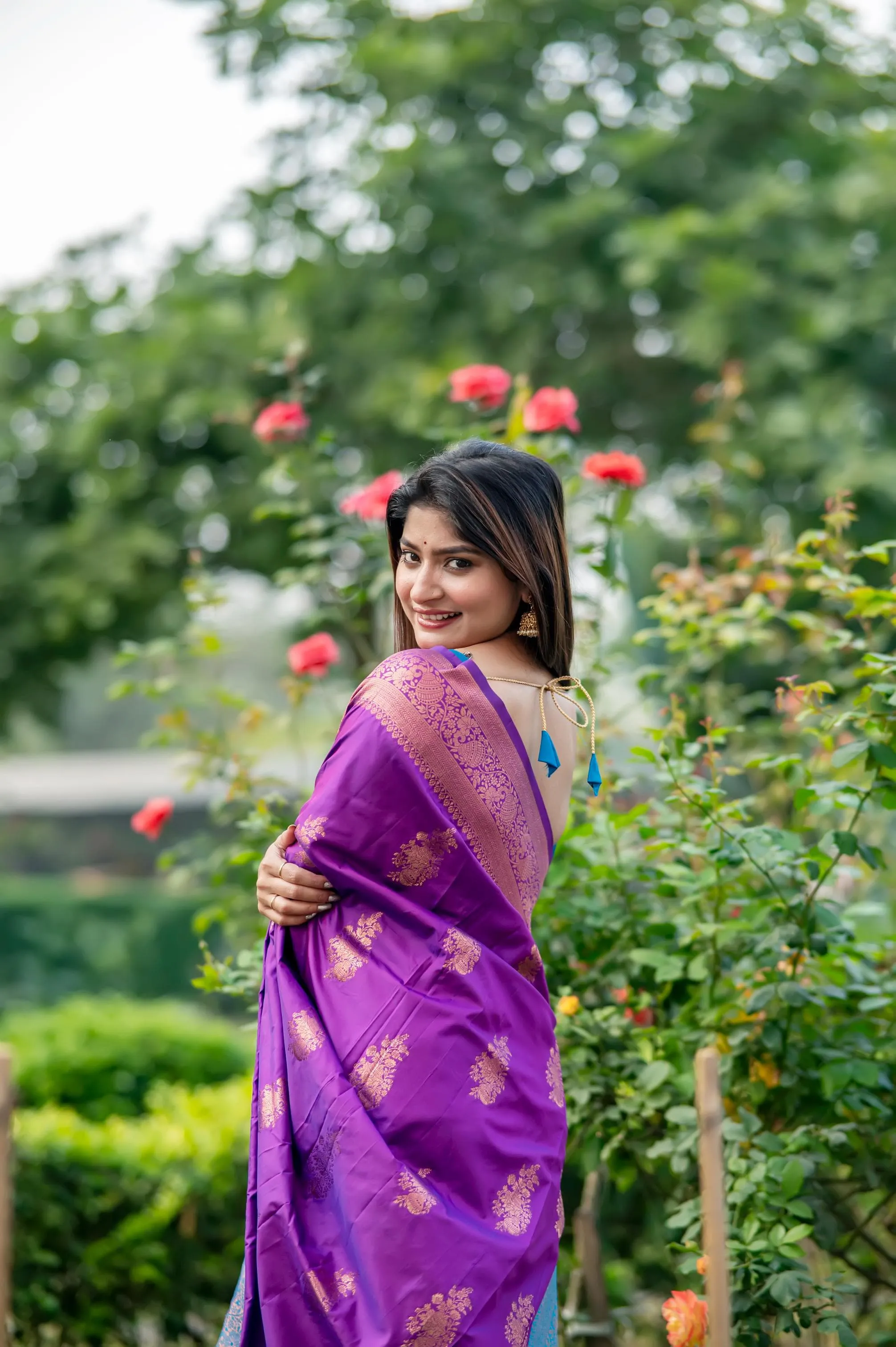 Purple Soft Banarasi Katan Silk Saree