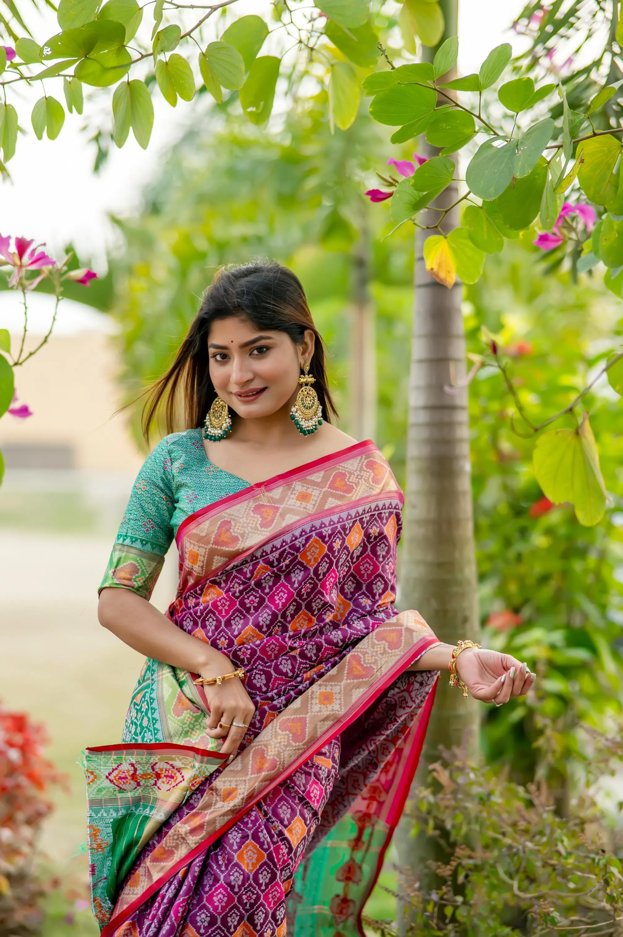 Purple Soft Banarasi Patola Silk Saree