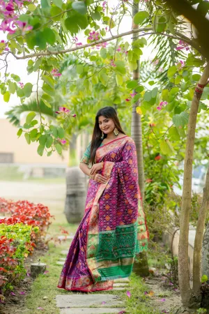 Purple Soft Banarasi Patola Silk Saree