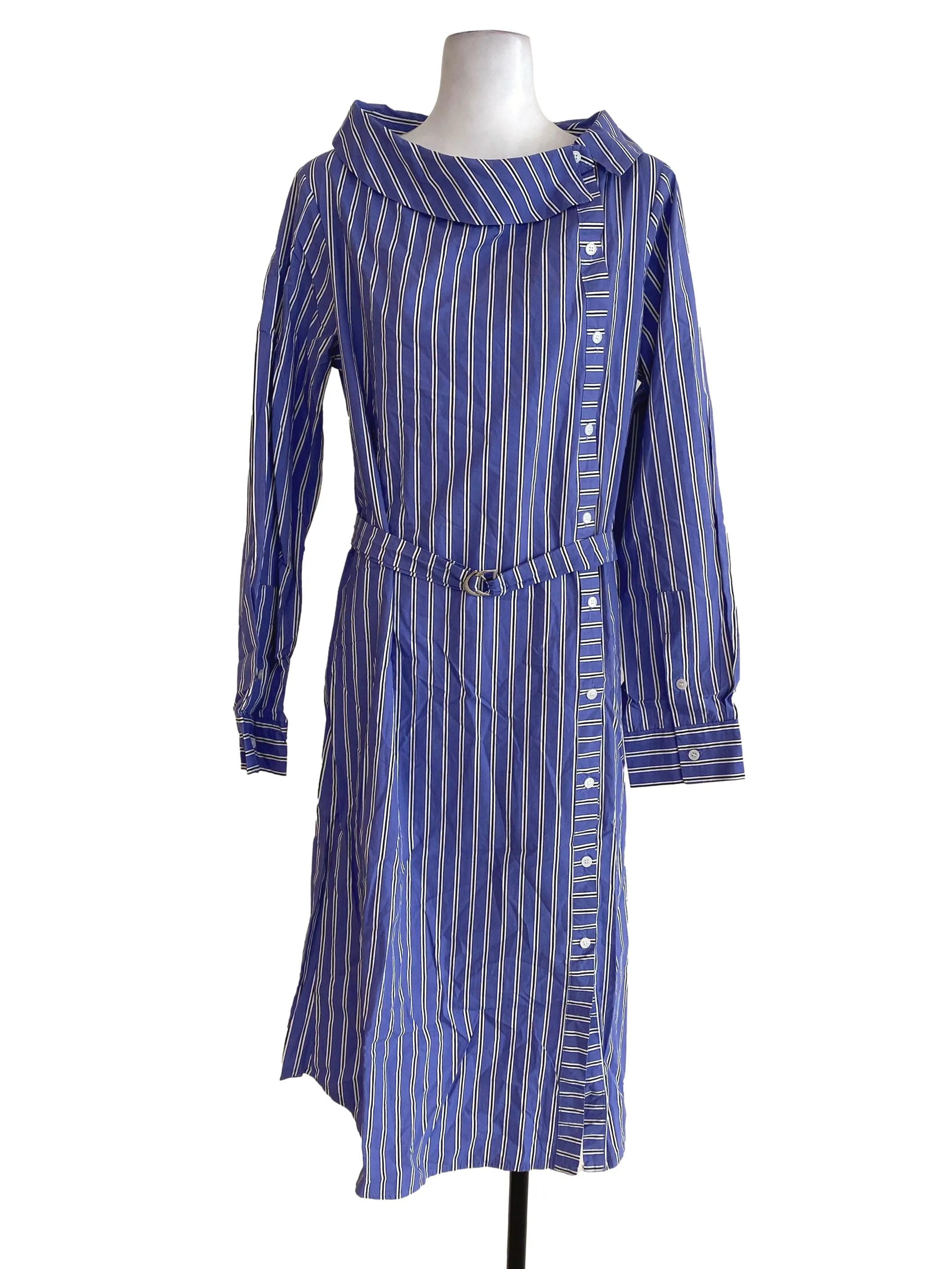 Purple Striped Button Down Dress